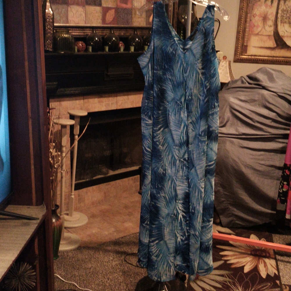 FINAL PRICE NWT Antthony Original Blue Patterned Maxi Dress 2X - Picture 8 of 15